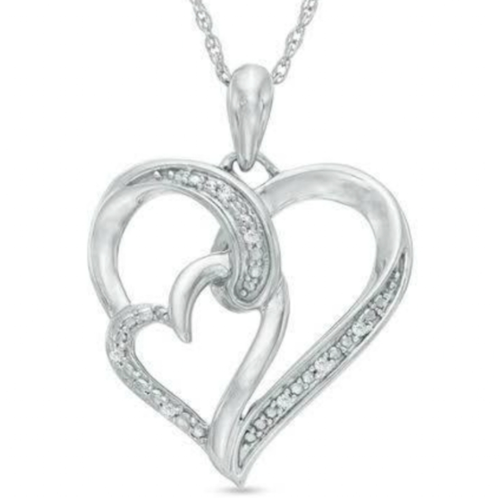 Diamond accent double heart pendant